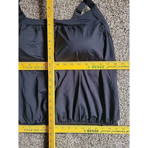 Lands' End Women's 16W Black Tankini Top Swim Solid Tummy Hiding Blouson S832 - Picture 3 of 6